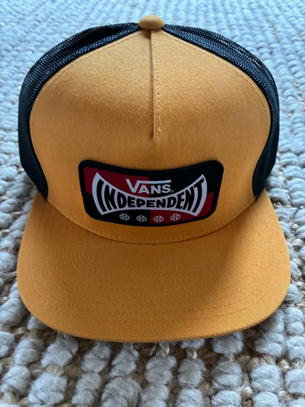 Vans Mustard Yellow and Black Trucker Hat with Patch Logo